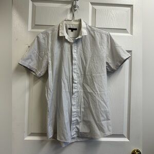 Classic Gray Striped Men's Button Down Shirt